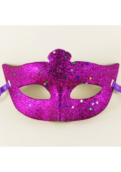 Mor Renk Simli Yıldızlı Kostüm Partisi Maskesi 17X10 (4172)
