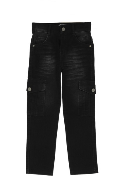 Erkek Çocuk Kargo Cepli Esnek Belli Likralı Jean Pantolon 13-17 Yaş 12364