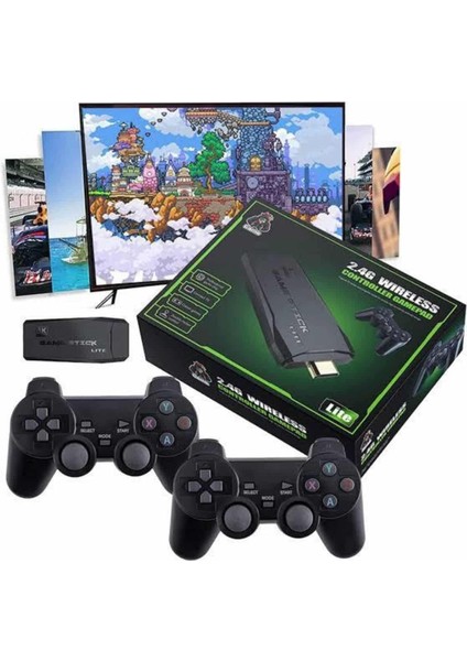 Game Stick 20000 Oyun Kablosuz Çift Kol Retro Oyunlar Game Stick Atari 2.4g 4K - MCT8749-5102 modelleri