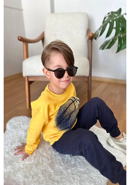 Basketball Yazı Desenli Sarı Renk Erkek Çocuk Eşofman Takımı fiyatları