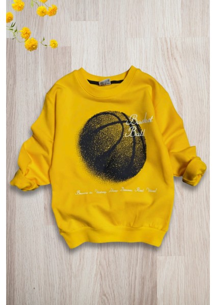 Basketball Yazı Desenli Sarı Renk Erkek Çocuk Eşofman Takımı fırsatları