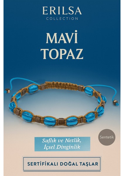 Sertifikalı Sentetik Mavi Topaz Taş Bileklik – Saflık Netlik ve Içsel Huzur