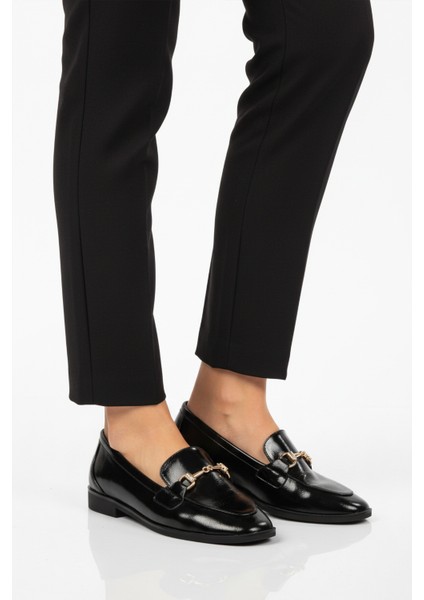 Siyah Kırışık Kadın Casual Ayakkabı