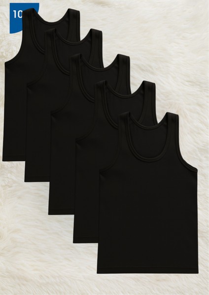 %100 Pamuklu Erkek Giyim 5 Adet Klasik Siyah Atlet LL.K10.O30.001