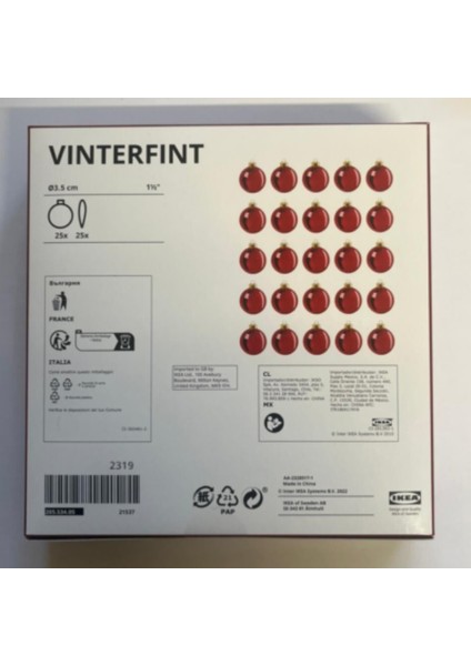 Yılbaşı Ağaç Süsü 20'li Set 7 cm fiyatları