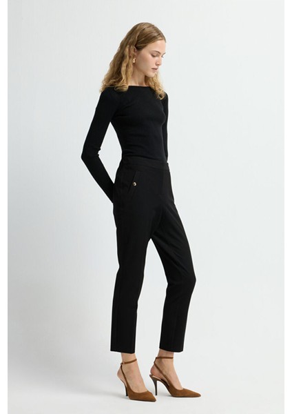 Metal Aksesuarlı Cepli Pantolon Siyah 15335246013 fırsatları