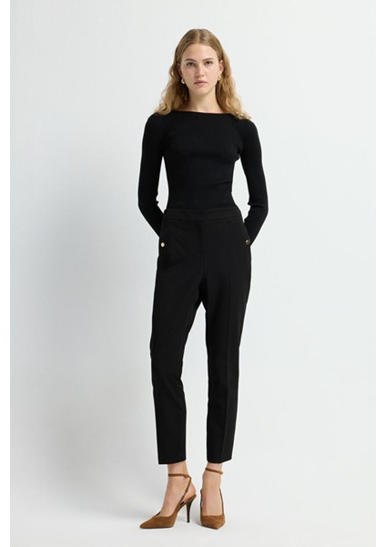 Metal Aksesuarlı Cepli Pantolon Siyah 15335246013 indirimleri