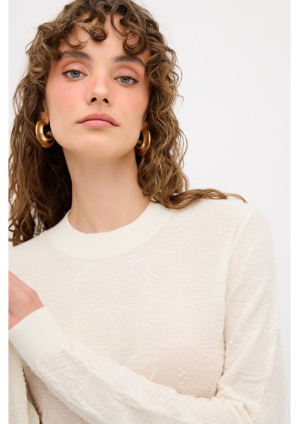 Örgü Detaylı Yün Triko Kazak Kemik 13944058000 fiyatları