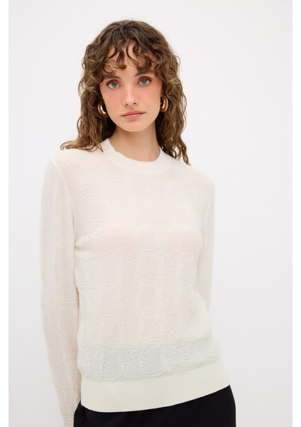 Örgü Detaylı Yün Triko Kazak Kemik 13944058000 indirimleri