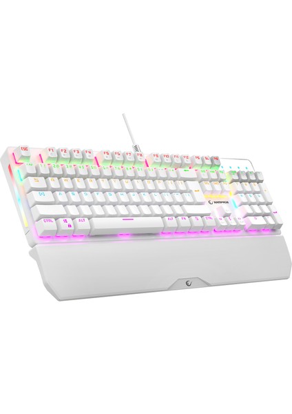 KB-R86 Umbra Beyaz USB Rainbow Aydınlatmalı Blue Switch Us Layout English Mekanik Gaming Oyuncu Klavye