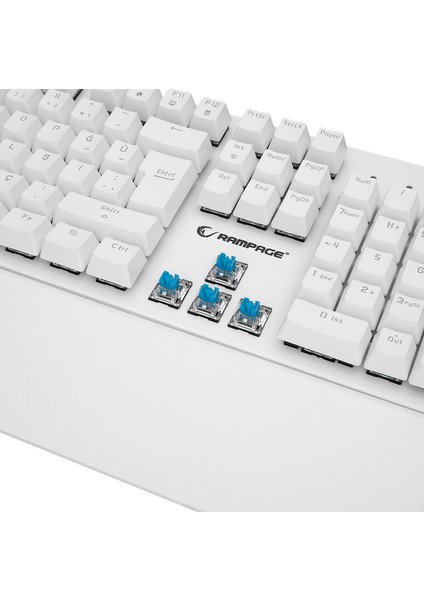 KB-R86 Umbra Beyaz USB Rainbow Aydınlatmalı Blue Switch Us Layout English Mekanik Gaming Oyuncu Klavye