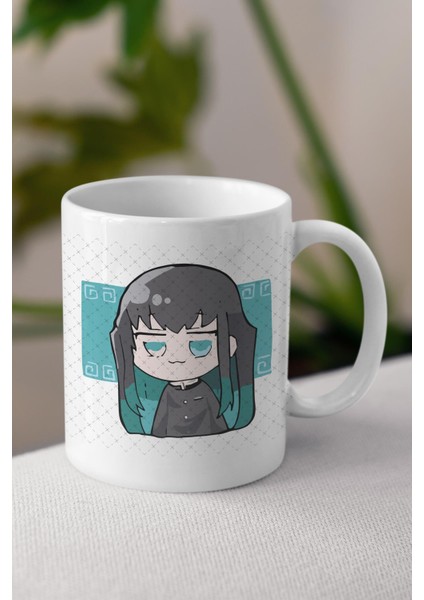 Demon Slayer Muichiro Anime Iblis Temalı Beyaz Kupa Bardak Arkadaşa Sevgiliye Hediye