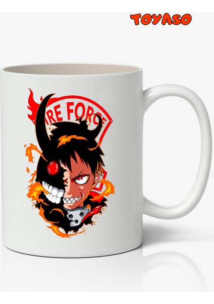 Fire Force Shinra Kusakabe Anime Temalı Beyaz Kupa Bardak Sevgiliye Arkadaşa Hediye