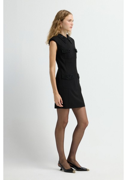 Cepli Çakım Detaylı Elbise Siyah 12445712000