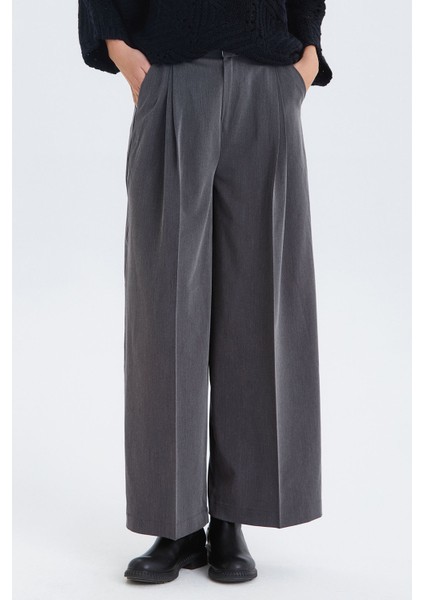 Salaş Bol Paça Kumaş Pantolon Gri fiyatları