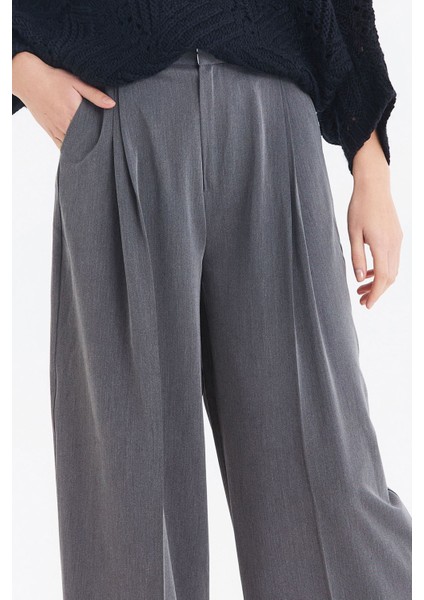Salaş Bol Paça Kumaş Pantolon Gri indirimleri
