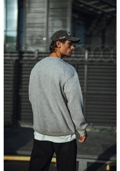 Kışlık Bisiklet Yaka Üç Iplik Basic Sweatshirt - Gri fiyatları