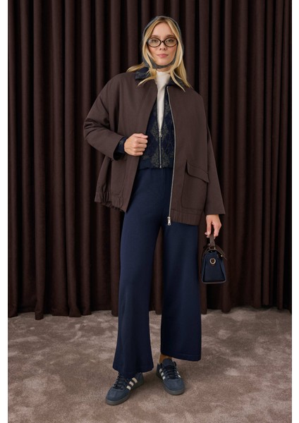 Beli Lastikli Triko Pantolon Ofis Lacivert