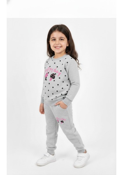 Kız Çocuk Baskılı Pamuklu Mevsimlik Eşofman Takımı