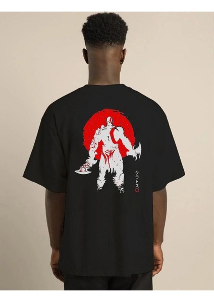 Unisex Bisiklet Yaka Baskılı Oversize T-Shirt - Siyah fiyatları