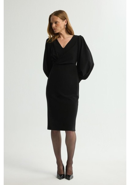 Bağlama Detaylı Uzun Elbise Siyah 124L9707000 modelleri