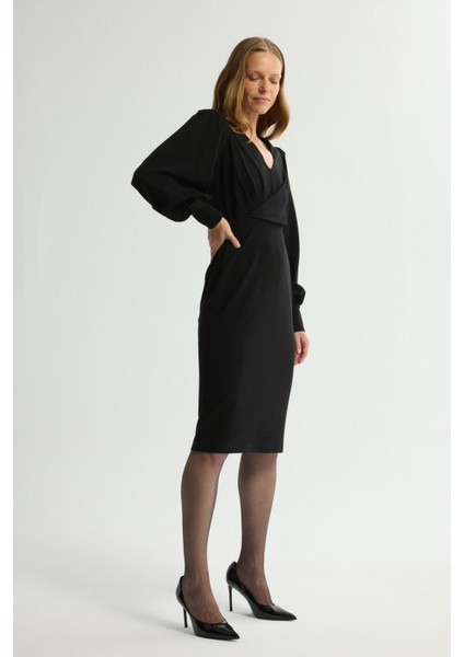 Bağlama Detaylı Uzun Elbise Siyah 124L9707000 indirimleri