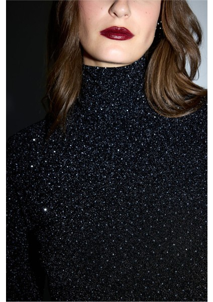 Yırtmaçlı Jarse Elbise Siyah 12444354002 modelleri