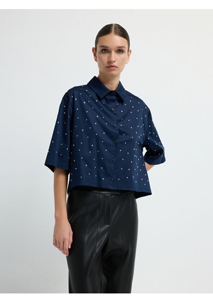 Taşlı Gömlek Lacivert 13044880002