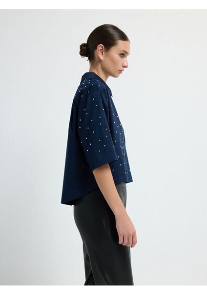 Taşlı Gömlek Lacivert 13044880002 fırsatları