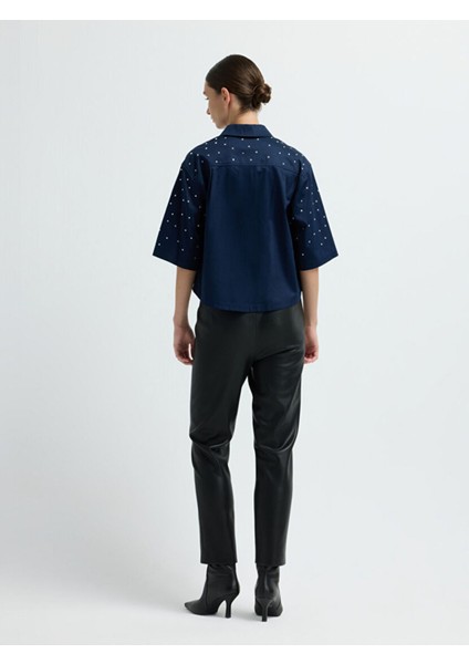 Taşlı Gömlek Lacivert 13044880002