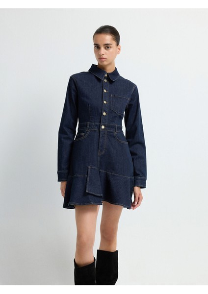 Cepli Pileli Denim Elbise Lacivert 12445837000 indirimleri