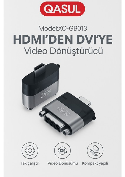 Hdmı’den Dvı’ye Video Dönüştürücü Adaptör 1080P Görüntü Kalitesi, Tak-Çalıştır, Kompakt Tasarım
