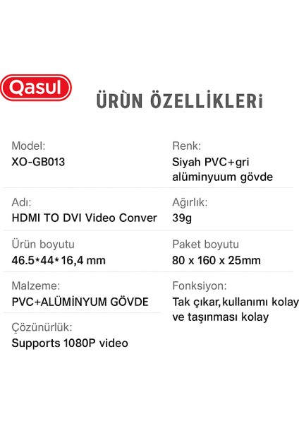 Hdmı’den Dvı’ye Video Dönüştürücü Adaptör 1080P Görüntü Kalitesi, Tak-Çalıştır, Kompakt Tasarım