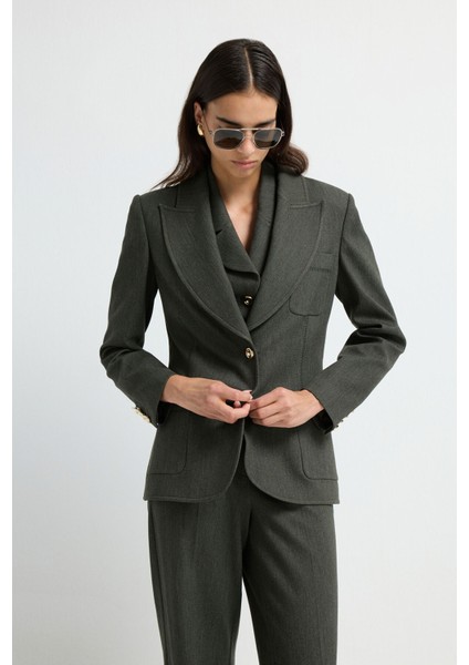 Denim Görünümlü Ceket Haki 11944260002 fırsatları