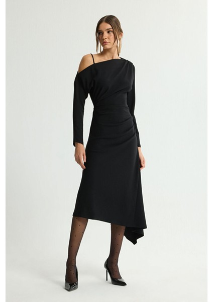 Örme Büzgülü Elbise Siyah 124L9711000 modelleri