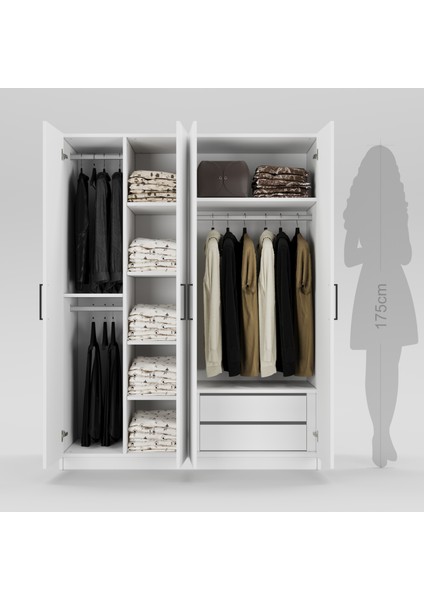 4 Kapaklı Elbise Dolabı 180X150X55CM 14102502