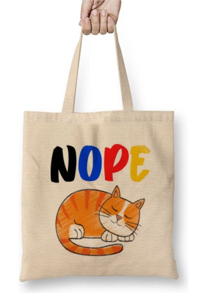 Cat Lovers Gifts For Cat Kedi Beyaz Bez Çanta Uzun Saplı Alışveriş Çantası Plaj Çantası