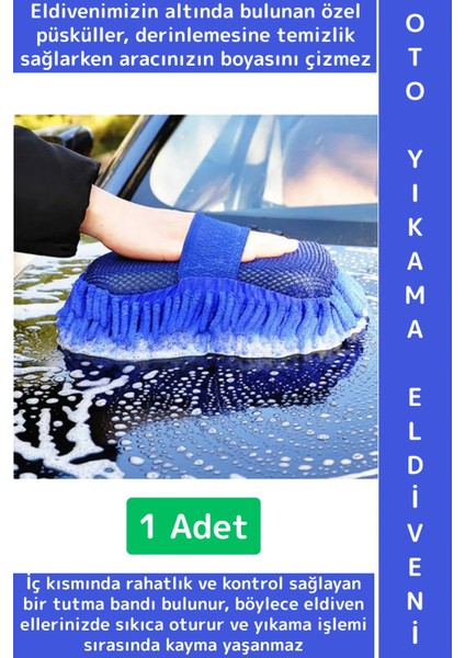 Ergonomik Oto Iç Dış Bakım Temizlik Çizilme Önleyici Özel Püsküllü Premium Araba Yıkama Eldiveni