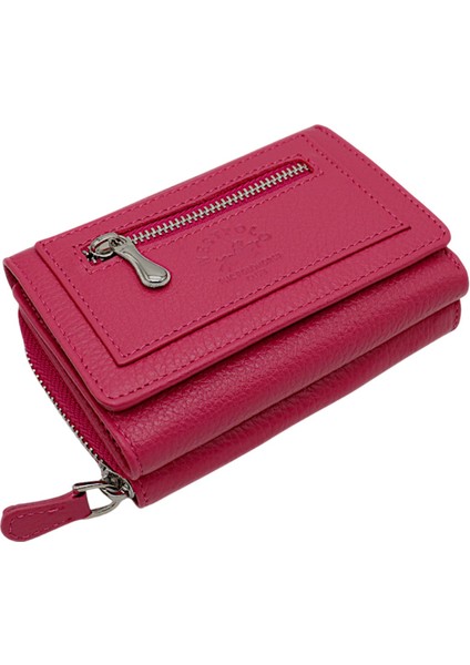 Saxa Kağıt Para ve Bol Kart Bölmeli Hakiki Deri Kadın Kartlık Cüzdan - Fuşya fiyatları