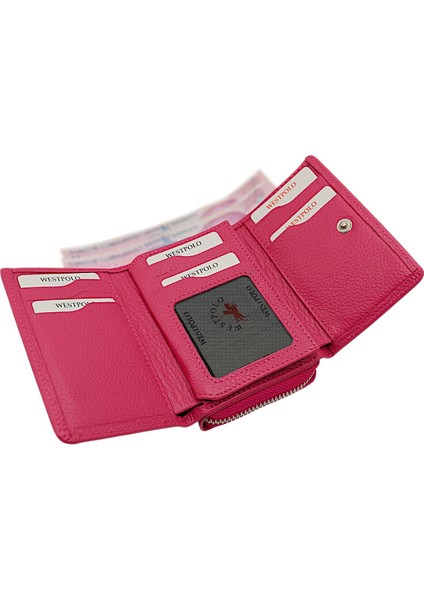 Saxa Kağıt Para ve Bol Kart Bölmeli Hakiki Deri Kadın Kartlık Cüzdan - Fuşya modelleri