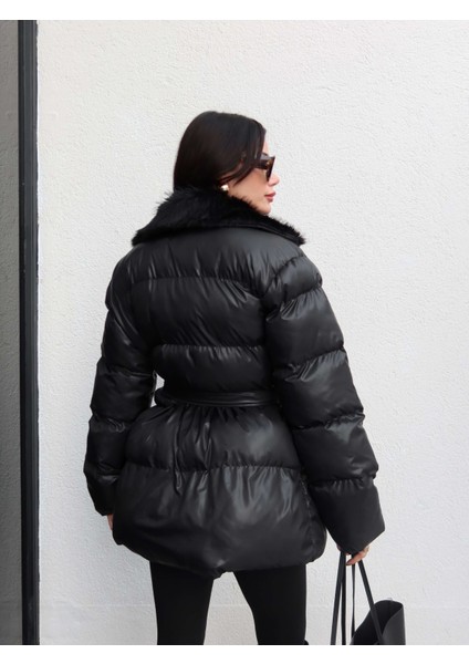 Yaka Kürk Kemerli Şişme Mont indirimleri