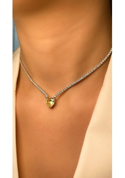 Sarı Kalpli Su Yolu Kolye