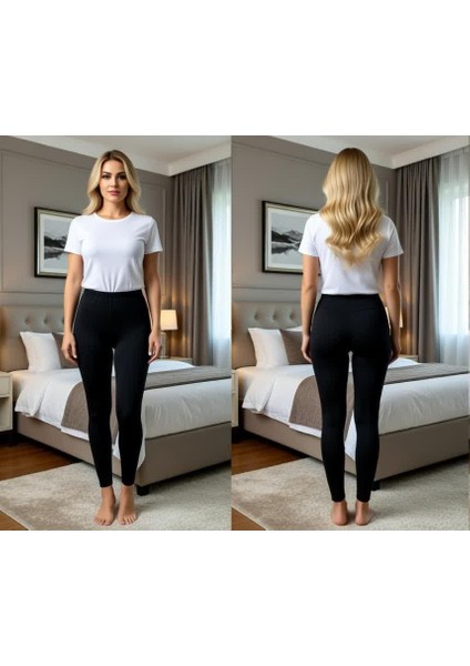 Kadın Pamuklu Siyah Renk Lastikli Bel Tayt BB2035 fiyatları