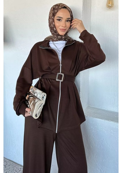 Ön Fermuarlı Pileli Tunik Bel Lastikli Pantolon Tesettür Ikili Takım P-00018989 fiyatları