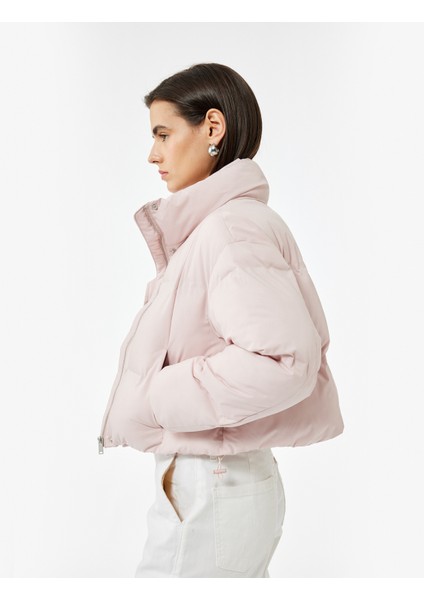 Dik Yaka Uzun Kollu Su Itici Crop Şişme Mont fiyatları