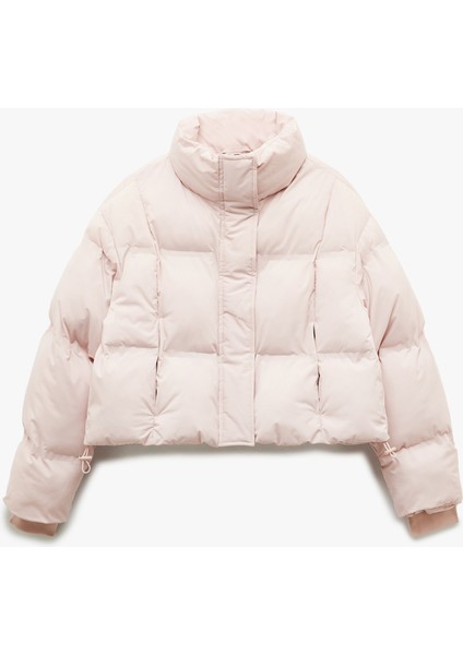 Dik Yaka Uzun Kollu Su Itici Crop Şişme Mont modelleri