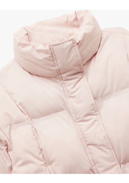 Dik Yaka Uzun Kollu Su Itici Crop Şişme Mont