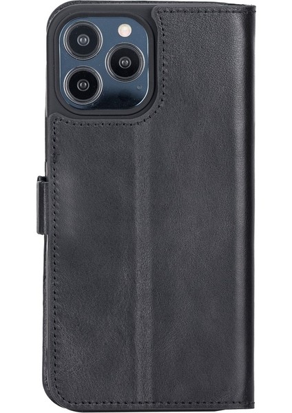 Apple iPhone 13 Pro Max Uyumlu Deri Cüzdanlı Kılıf Siyah indirimleri