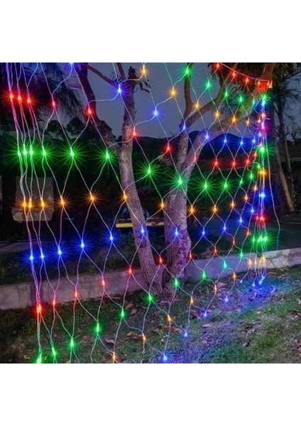 ® 1x2 Metre Dekoratif File Ağ Perde 192 LED 8 Animasyonlu Farklı Işık Modu Rgb Fişli