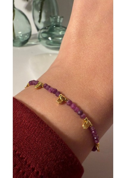 Doğal Ruby Yakut Taşlı Bileklik